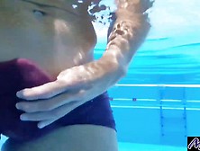 Risky Underwater Masturbation In A Public Swimming Pool