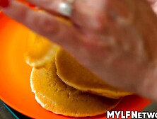 My breakfast in bed is my busty wife Piper Press mouth watering body