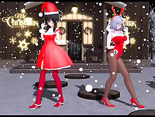 two Cuties Dancing + Threesome Sex (3D ANIME)