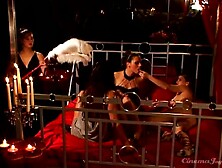 Horny Mistress In The Dungeon Served By Servants,  Demands Love From Slaves