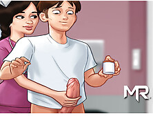 SummertimeSaga - Nurse plays with cock then takes it in her