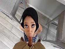 Naughty big tits Arab teen fell on her knees and gave a perfect blowjob