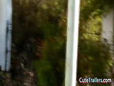 Pussy dildoing under the tree