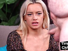 SPH CFNM domina with disgusted face jerks small cock guy