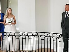 Horny bride is having lesbian sex moments before wedding