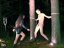 Slave Subjected To Whipping And Ballbusting Punishment