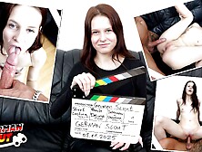 GERMAN SCOUT - Small Redhead Teen Peach Delina Pick Up for First Casting Fuck