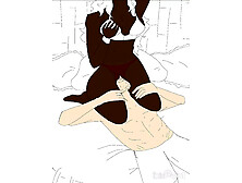 Black woman face sitting and fishnet