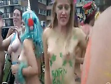 Bicycle parade with the nude people