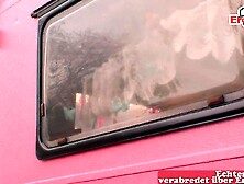 Stupid german blonde seduced on Street pick up