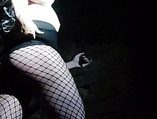 Crossdresser Sissy Wanking Outdoors At Night Plugged