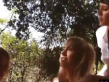 Four Naughty Teen Girls Pussy Toying And Licking Outdoors