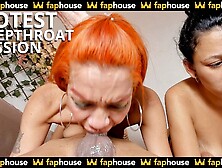 The Hottest Deep Throat Session By A Horny Orange Haired Girl And Her Best Friend