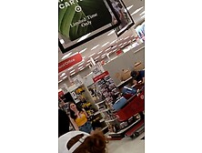 Candid BUSTY College Teen with cleavage shopping