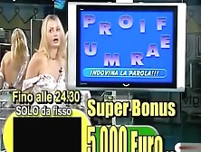 Smoking hot Italian blonde teases with her tits live on TV