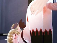 Petite blonde succubus gives a rough deepthroat before having her wet pussy stuffed