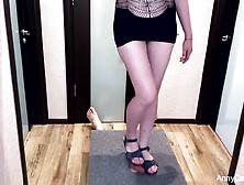 Women into sandals massage dick on the milking board POV