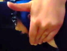 amateur uses glass toy through cut jeans