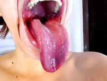Huge tongue and spit
