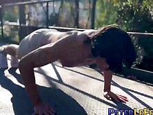 Asian-American Jocker's Epic Muscle Workout & Masturbation Session