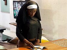 Fresh Nun Gets Poked for the First Time by Her Stepdad while visiting home from the convent.