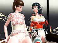 Horny hentai girl using fuck machine to reach orgasm