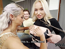 Wife swap with Vera Jarw in a collar and Veronica Leal covered in cum