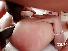 Amateur whore with smelly pink cunt gives in to her dream as 3 rock hard males take turns wrecking her from behind in immodest t