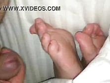 sleeping footjob cum