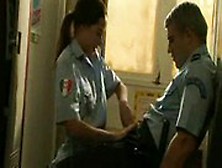 Sexy lady police officer fucking with her superior