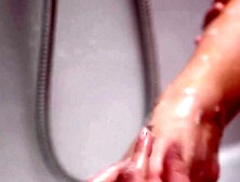 While engaging in sensual solo pussy play a natural tits beauty moans