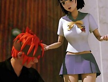 3D adult cartoon shows brunette girl getting licked and fucked