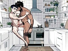 Interracial College Roommates Enjoy Anal Sex In The Kitchen - Gay Cartoon Anime Porn