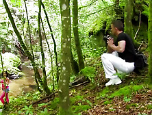 Another super naughty babe got slammed in the middle of the forest by the waterfall