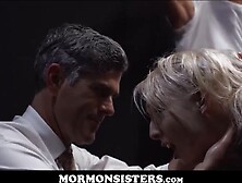 Blond Mormon Teen Sister Coarse Drilled By 3 Mormon Pries