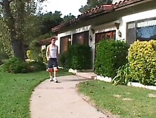 Mature brunette stuffs cock in mouth & vag