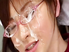 Japanese girls get their cute faces covered with jizz in bukkake compilation