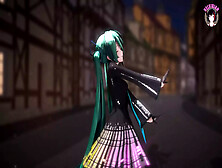 Fine Miku Dancing In Dark Dress + Gradual Undressing (3D Cartoon)