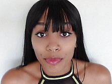 Ebony Cutie In Fishnets In Pov Blowjob For Dildo Toy - Solo Masturbation