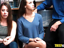 Two petite teen thieves fuck for freedom by LP officer