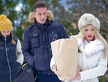 Passionate Jenny Mason and Lara De Santis at on the couch sex