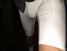 Juicy Bulge In Compression Shorts ** Climbing Stairs **