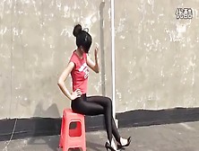 Chinese Photoshoot In Stirrup Leggings