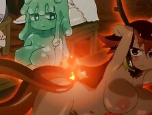 Tightly roped Hentai girl is being shagged by a master