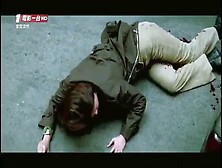 sexy killer girl dead with bullets in her stomach