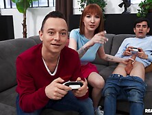 Crazy Student Cock In The Common Room: Redhead Lilly Mays Seducing Roommate