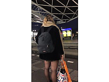 Young Girl With Black Pantyhose Secretely Spotted In Public