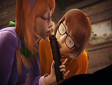 Scooby Doo - Velma And Daphne Halloween Threesome - 3D Porn