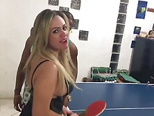 Smashing blonde lady, Ines Ventura and a horny, black guy are fucking like wild animals