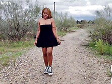 LARGE BOOTY TITTIES OUT BLACK WALKING UPSKIRT SNEAKERS CONVERSE